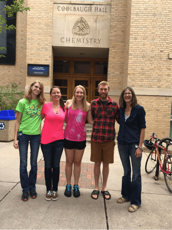 Group of people standing infront of Coolbaugh Chemistry Hall